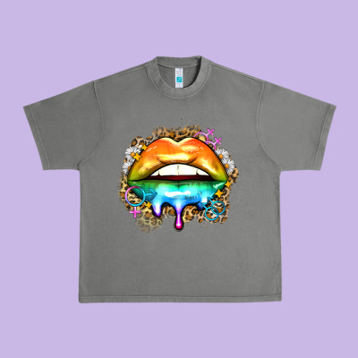 Rainbow Lips Urban Heavy Tee Designed By Zillion Design Studio