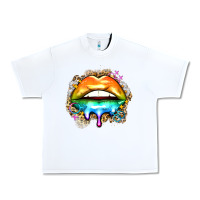 White rainbow lips Urban Heavy Tee - Zillion Design Studio