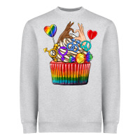 Heather Grey pride rainbow cupcake Heavyweight Sweatshirt - texasbilliewilder