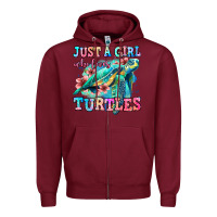 Burgundy just a girl who loves turtles Zipper Hoodie - Jasminsmagicworld