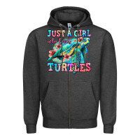 Charcoal Heather just a girl who loves turtles Zipper Hoodie - Jasminsmagicworld