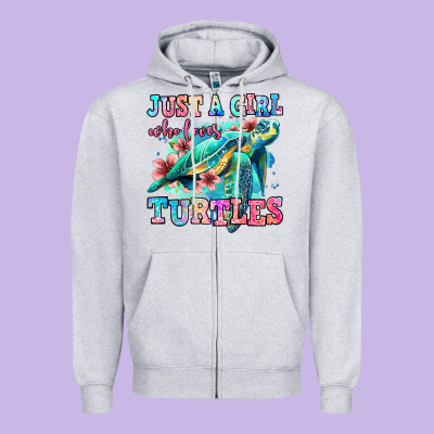 Just A Girl Who Loves Turtles Zipper Hoodie Designed By Jasminsmagicworld