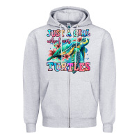 Heather Grey just a girl who loves turtles Zipper Hoodie - Jasminsmagicworld