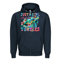 Navy just a girl who loves turtles Zipper Hoodie - Jasminsmagicworld