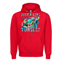 Red just a girl who loves turtles Zipper Hoodie - Jasminsmagicworld