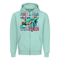 Seafoam just a girl who loves turtles Zipper Hoodie - Jasminsmagicworld
