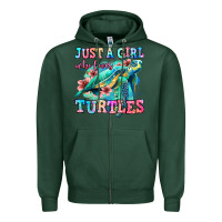 Sports Green just a girl who loves turtles Zipper Hoodie - Jasminsmagicworld