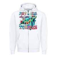 White just a girl who loves turtles Zipper Hoodie - Jasminsmagicworld