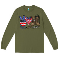 Army Green peace love america Long Sleeve Tee - CowhideDigitalArt