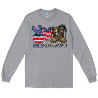Heather Grey peace love america Long Sleeve Tee - CowhideDigitalArt