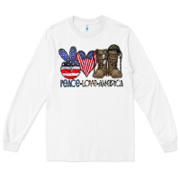 White peace love america Long Sleeve Tee - CowhideDigitalArt