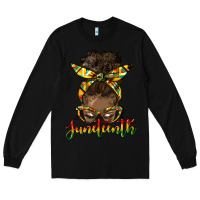 Black juneteenth black woman messy bun Long Sleeve Tee - HRA Design Shop