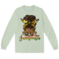 Matcha juneteenth black woman messy bun Long Sleeve Tee - HRA Design Shop