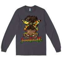 Smoke juneteenth black woman messy bun Long Sleeve Tee - HRA Design Shop