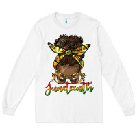 White juneteenth black woman messy bun Long Sleeve Tee - HRA Design Shop