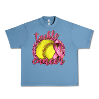 Pebble Blue Tackle Cancer Softball Urban Heavy Tee - texasbilliewilder