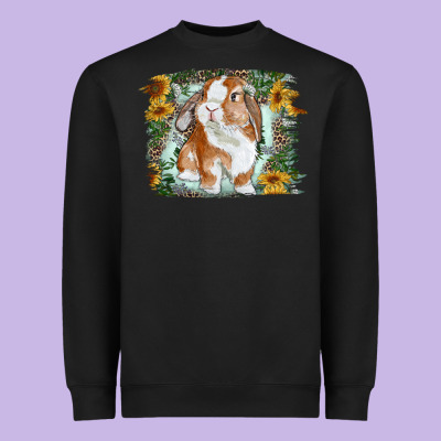 Heavyweight Sweatshirt Bunny With Flower Leopard
