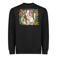 Black Bunny With Flower Leopard Heavyweight Sweatshirt - RanaPortraitStore