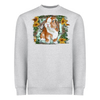 Heather Grey Bunny With Flower Leopard Heavyweight Sweatshirt - RanaPortraitStore