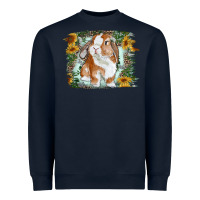 Navy Bunny With Flower Leopard Heavyweight Sweatshirt - RanaPortraitStore