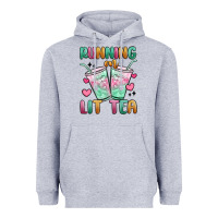 Heather Grey running on lit tea Heavyweight Hoodie - MaliasSmallBusiness