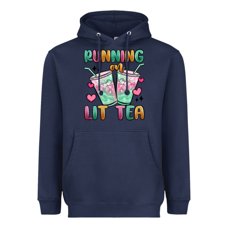 Running On Lit Tea Heavyweight Hoodie by MaliasSmallBusiness | Teevron