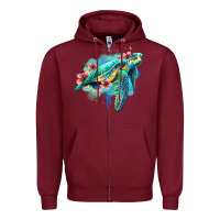 Burgundy floral turtle Zipper Hoodie - Jasminsmagicworld