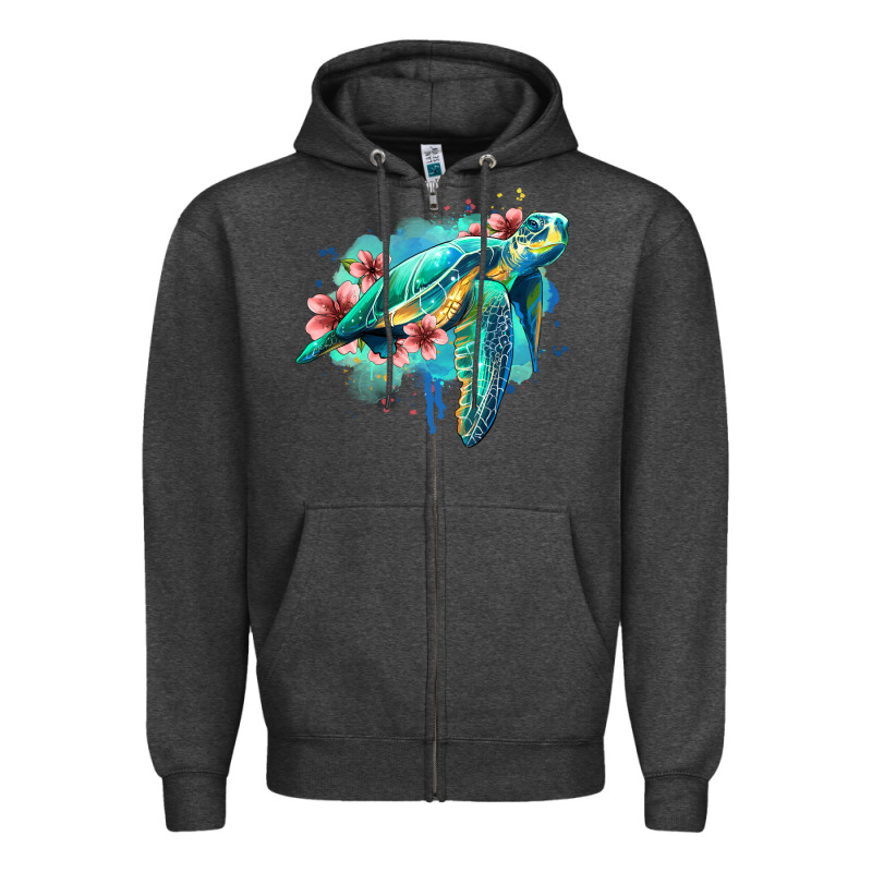Floral Turtle Zipper Hoodie by Jasminsmagicworld | Teevron