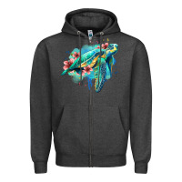 Charcoal Heather floral turtle Zipper Hoodie - Jasminsmagicworld