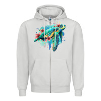 Dove Grey floral turtle Zipper Hoodie - Jasminsmagicworld