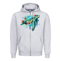 Heather Grey floral turtle Zipper Hoodie - Jasminsmagicworld