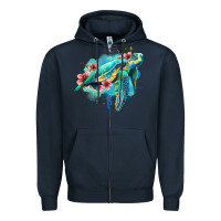 Navy floral turtle Zipper Hoodie - Jasminsmagicworld