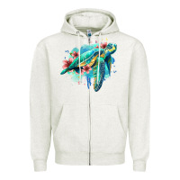 Oatmeal Heather floral turtle Zipper Hoodie - Jasminsmagicworld