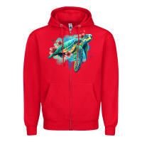 Red floral turtle Zipper Hoodie - Jasminsmagicworld