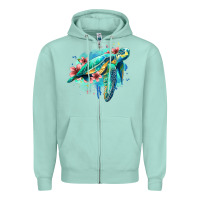Seafoam floral turtle Zipper Hoodie - Jasminsmagicworld