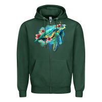 Sports Green floral turtle Zipper Hoodie - Jasminsmagicworld