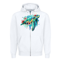 White floral turtle Zipper Hoodie - Jasminsmagicworld