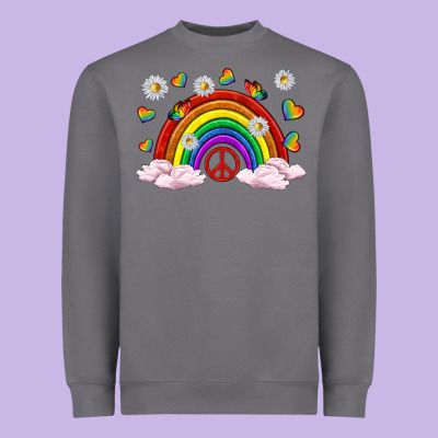 Heavyweight Sweatshirt pride rainbow with daisy and butterfly