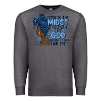 Charcoal Heather even in the midst of may storm afro woman Premium Sweatshirt - MaliasSmallBusiness