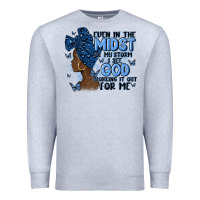 Heather Grey even in the midst of may storm afro woman Premium Sweatshirt - MaliasSmallBusiness