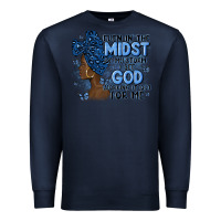 Navy even in the midst of may storm afro woman Premium Sweatshirt - MaliasSmallBusiness