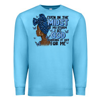 Ocean Blue even in the midst of may storm afro woman Premium Sweatshirt - MaliasSmallBusiness