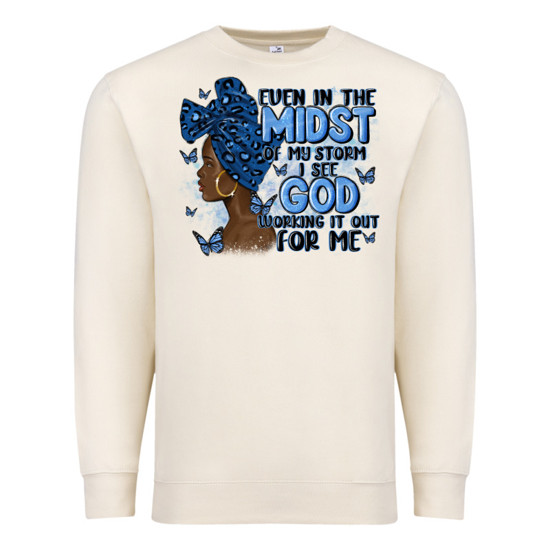 Even In The Midst Of May Storm Afro Woman Premium Sweatshirt by MaliasSmallBusiness | Teevron