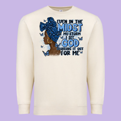 Even In The Midst Of May Storm Afro Woman Premium Sweatshirt Designed By Maliassmallbusiness