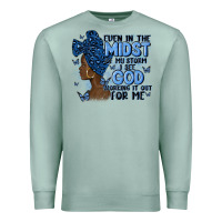 Seafoam even in the midst of may storm afro woman Premium Sweatshirt - MaliasSmallBusiness