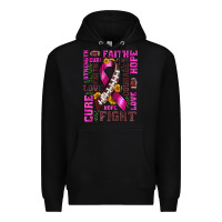 Black breast cancer american football ribbon love cure fight bbs Premium Hoodie - BundleAndBundleShop