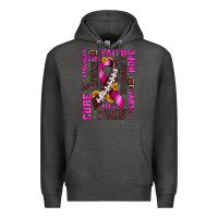 Charcoal Heather breast cancer american football ribbon love cure fight bbs Premium Hoodie - BundleAndBundleShop