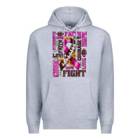 Heather Grey breast cancer american football ribbon love cure fight bbs Premium Hoodie - BundleAndBundleShop
