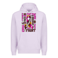 Lilac breast cancer american football ribbon love cure fight bbs Premium Hoodie - BundleAndBundleShop
