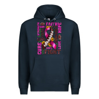 Navy breast cancer american football ribbon love cure fight bbs Premium Hoodie - BundleAndBundleShop